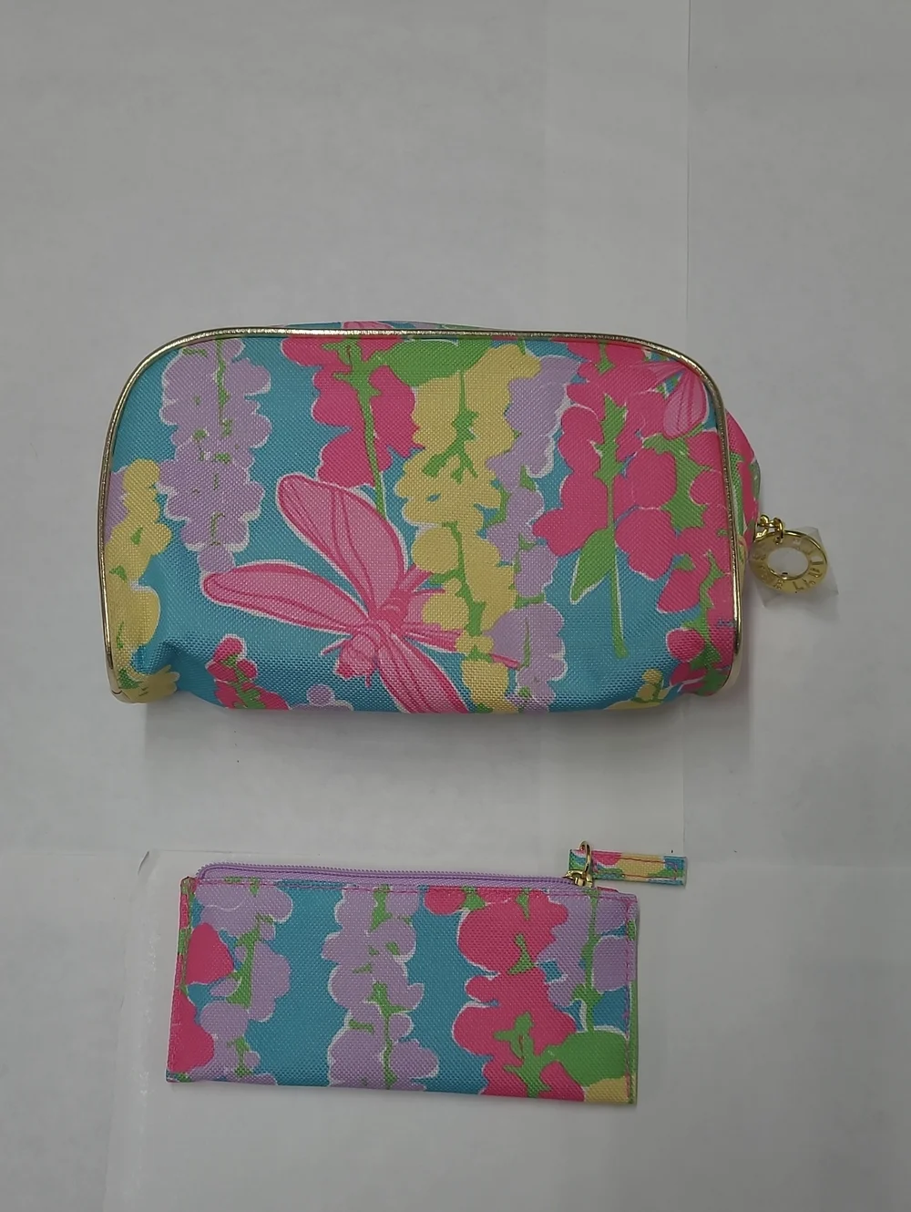 Lilly Pulitzer For Estee Lauder Pink/Yellow Floral Travel/Toiletry/Makeup Bag OS
